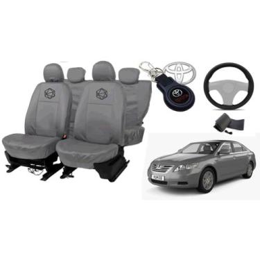 Imagem de Jogo de capa couro Camry cinza + volante couro + chave - ferro tech br