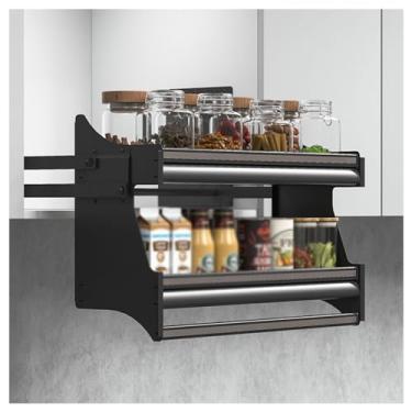 Imagem de Cesta de elevação de prateleira de cozinha, organizador de armário retrátil, adequado para armários de bar de cozinha e café, capacidade de carga de 18 kg (A 660 x 580 x 290 mm)