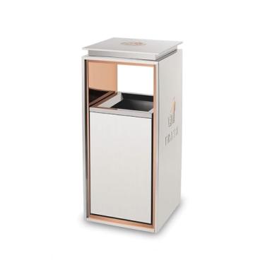 Imagem de Lixeira para Área Externa Lixeira interna/externa lata de lixo quadrada de metal com duas aberturas laterais, lata de lixo comercial doméstica moderna branca Lixeira para Área Externa(Grande)