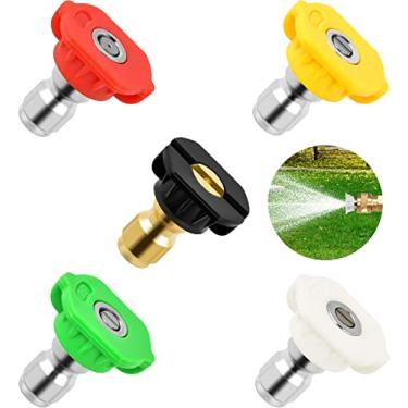 Imagem de Pontas de lavadora de pressão, conjunto universal de pontas de bocal de lavadora de pressão para conexão rápida de 1/10.2 cm, pontas de bocal de lavadora de vários graus (0、15、25、40、65 graus de sabão