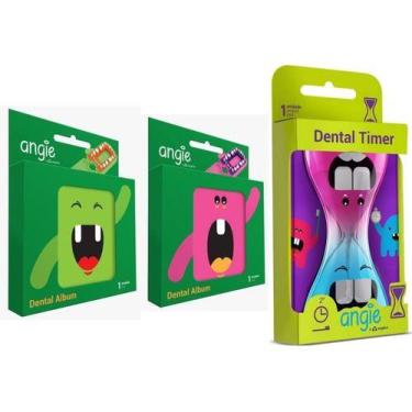 Imagem de Porta Dentes Infantil Kit Com 2 + Ampulheta Dental Timer - Angie By An
