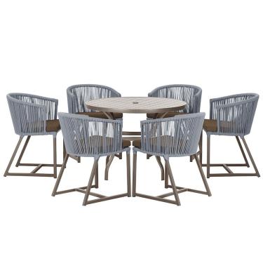 Imagem de Mesa com 6 Cadeiras de Jantar Roma 120cm e Noronha em Alumínio