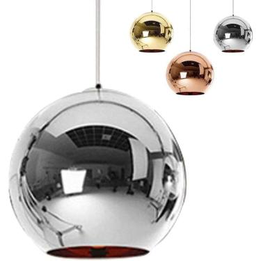 Imagem de Moderno estilo espelho ajustável vidro bola de vidro luminárias globos lâmpada pendente de jantar leve tonalidade de lâmpada para sala de estar cafe de cozinha luminária