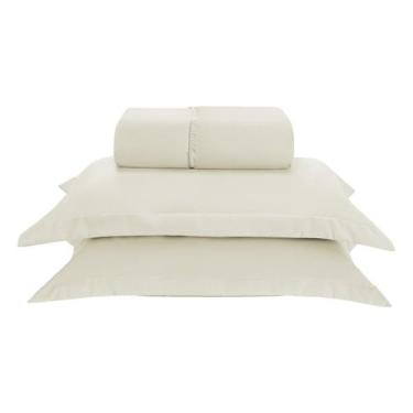 Imagem de Kit Jogo Lençol Elástico 300 Fios Casal Queen 3 Peças Marfim - Enxoval