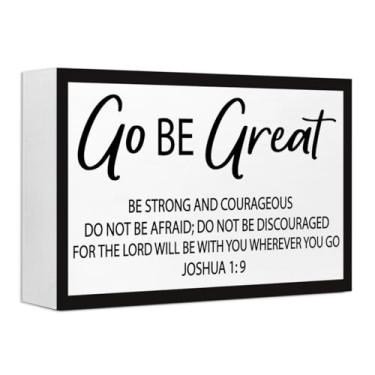 Imagem de Kaecery Placa De Madeira Cristã Josué 1:9, Decoração Mesa, Bloco Com Versículos Bíblicos, Vá Ser Ótimo, Para Escrituras, Escritório, Quarto, Prateleira Parede, Mesa