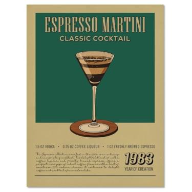 Imagem de MINI ZOZI Carrinho de bar 30,5 x 40,6 cm vintage retrô coquetéis decoração de arte de parede estética quarto moderno espresso martini pôsteres vinho álcool faculdade dormitório apartamento sala de