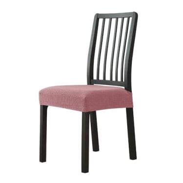 Imagem de Almofada de jacquard de elastano para sala de jantar, capa de assento de cadeira sólida sem encosto, protetor de móveis, rosa, 1 peça