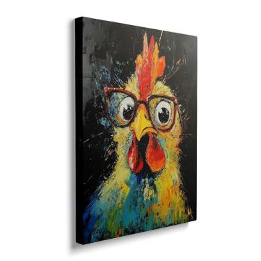 Imagem de Arte engraçada de parede de galinha - decoração vibrante de cozinha e banheiro com pingente de fazenda, perfeita para quarto de meninas, presentes de adolescentes ou decorações de festa de galinheiro