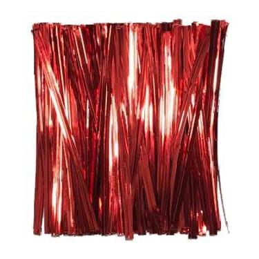 Imagem de 100 Fecho Lacre Metalizado Araminho Amarrilho Colorido - AAZ, Vermelho