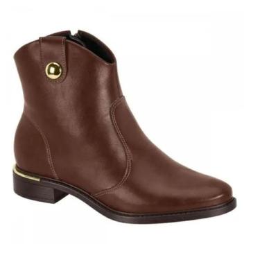 Imagem de Bota Feminina Vizzano Country Cano Baixo Lançamento Original, Café, 35