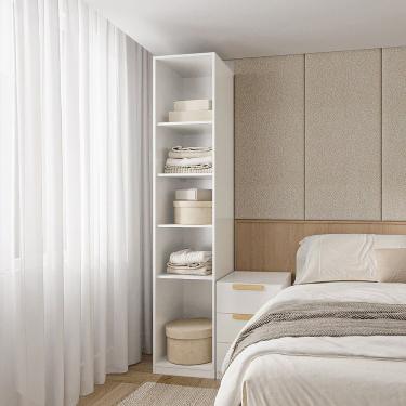Imagem de Guarda-roupa Modular 40cm Sem Portas Com Prateleiras Jade Cabecasa Madeiramadeira Branco
