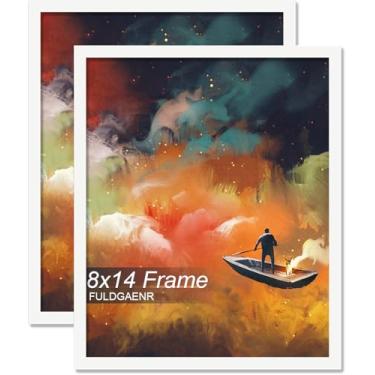 Imagem de FULDGAENR Conjunto de 20 x 35,5 cm, molduras brancas para certificado de pôster de foto de 20 x 35,5 cm, moldura de parede/mesa de alta transparência com visor vertical horizontal (pacote com 2 |
