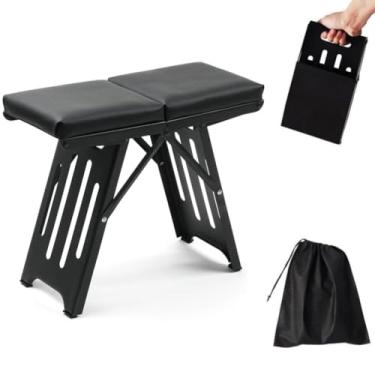 Imagem de Bancos de acampamento dobráveis portáteis com assento macio, banquinho dobrável para uso interno/externo com pés antiderrapantes e bolsa de transporte, leve para churrasco e pesca de viagem (preto, 35