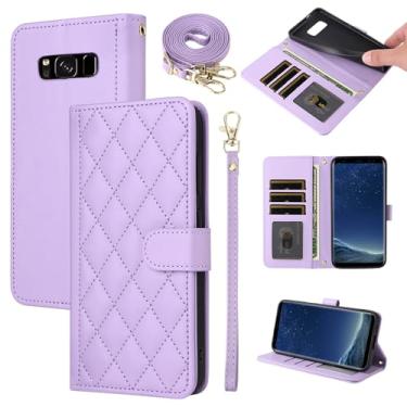 Imagem de Furiet Capa carteira para Samsung Galaxy S8 Plus com alça de pulso, alça de ombro, compartimentos para cartões, bolsa fólio, acessórios de couro PU de luxo para S8plus S 8 8plus 8S Edge S8+ SM-G955U