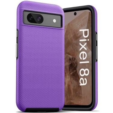 Imagem de Vihibii Capa para Google Pixel 8a, textura agradável, à prova de choque, capa interna de silicone macio e capa externa rígida robusta proteção de camada dupla, capa de telefone para Google Pixel 8a