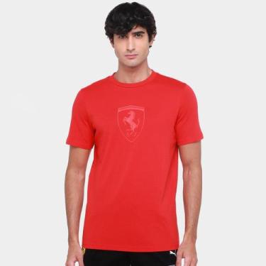 Imagem de Camiseta Puma Ferrari Race Big Shield Tonal Masculina, Vermelho, G
