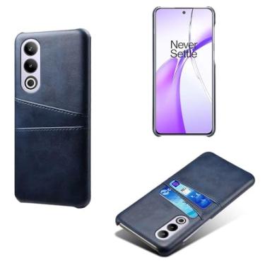 Imagem de Capas Compatível com Oneplus ACE 3V,Caso de couro PU-Tampa de telefone a prova de choque com 2 slots de cartão,Proteção anti-impressão digital e anti-gota-Blue