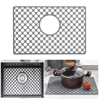 Imagem de Brovy Protetores de pia de silicone para pia de cozinha, tapetes de silicone de 43 x 29 cm, resistente ao calor, antiderrapante, dobrável, para pias de cozinha de porcelana de aço inoxidável com