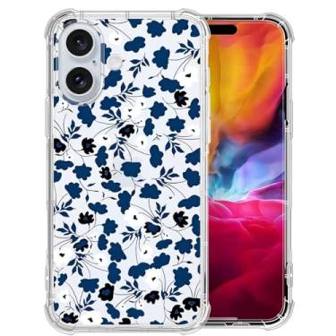 Imagem de Capa para iPhone 16 Plus, azul e branco, lírio do vale, capas transparentes com estampa fofa para meninas e homens, fina, macia, à prova de choque