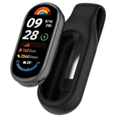 Imagem de MOTONG Compatível com Xiaomi Band 10 Grampo - Silicone + Aço Capa Protetora Clipe de Braçadeira Compatível com Xiaomi MI Band 10/9/8 (preto)
