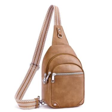 Imagem de Lexiyat Bolsa tiracolo antirroubo para mulheres, bolsa tiracolo de couro, RFID, pochete, Marrom