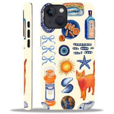 Imagem de Goodsprout Capa compatível com iPhone 15, capa rígida híbrida de 2 camadas + capa protetora de silicone - resistente a arranhões à prova de choque - colagem de laço de gato com garrafa enlatada