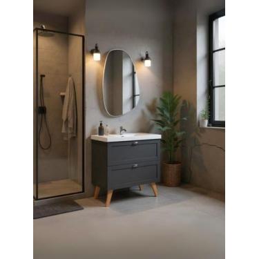 Imagem de Gabinete para Banheiro com Cuba e Espelho Organico 80cm Retro Mdf Graf