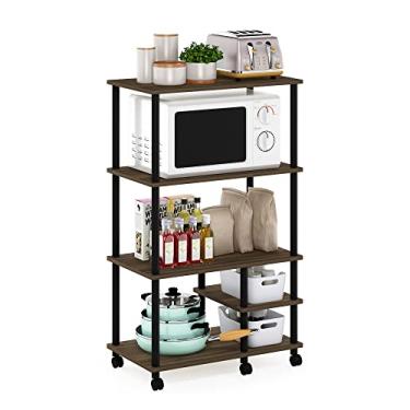 Imagem de Furinno Carrinho de prateleira de cozinha Turn-N-Tube, Nogueira Columbia/Preto