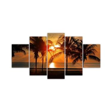 Imagem de Quadro Decorativo Por Do Sol Praia Coqueiro Mar Sala Turismo - X4 Ades