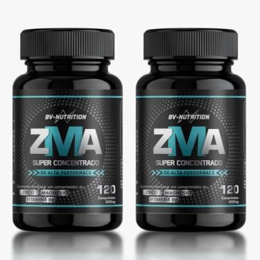 Imagem de Kit 2x Zma Super Concentrado Zinco Bisglicinato, Óxido e hidróxido de Magnésio Vitamina B6 Piridoxina 120 Comprimidos Rende 60 Doses Suplemento Alimentar Desempenho - BV Nutrition