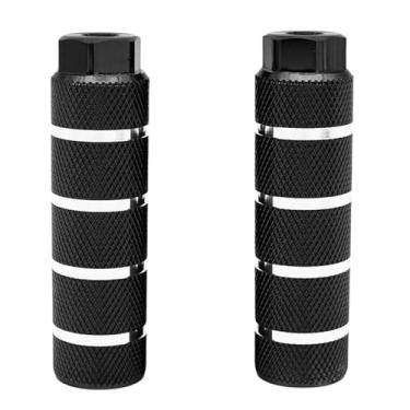 Imagem de KINSPORY 2 pinos de bicicleta para eixos de 0,9 cm, pinos de bicicleta antiderrapantes de liga de alumínio BMX para bancos traseiros de mountain bike, suportes para ciclismo - preto listrado