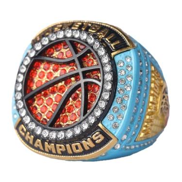 Imagem de TOPSPORTSJEWELRY 10 estilos de anel de campeonato de prêmios de jogador de basquete tamanho 10 campeões e anel finalista, Zinco, Cristal