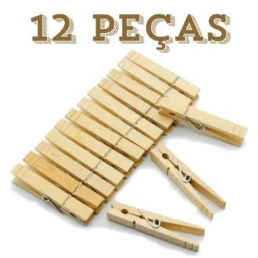 Imagem de Kit 12 Prendedores Pregadores de Madeira roupa madeira artesanato - Na