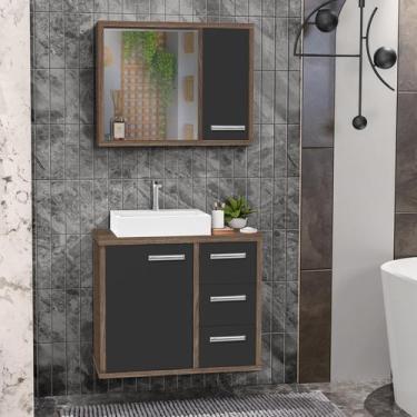 Imagem de Gabinete para Banheiro com Cuba de Sobrepor e Espelheira 60cm Turin - 