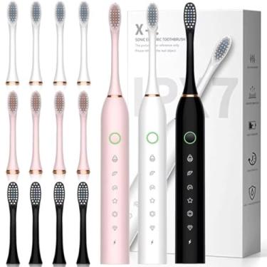 Imagem de Escova de Dentes Elétrica Sônica Recarregável, 6 Modos de Escovação, IPX7 à Prova D'água, USB, com 4 Cabeças Intercambiáveis, para Maiores de 12 Anos