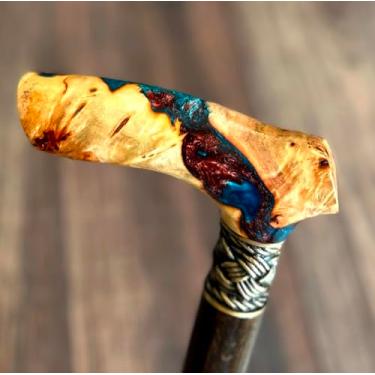 Imagem de Cane BURL Bengalas de bengala, palhetas de madeira, madeira, artesanais, acessórios masculinos exclusivos e exclusivos (#B44)