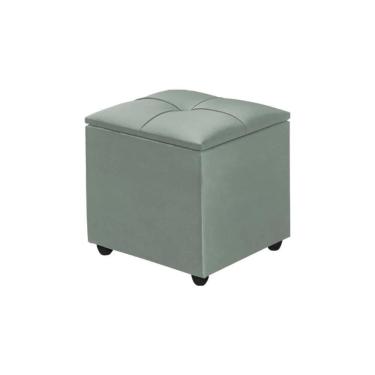 Imagem de Puff Baú Decorativo Cristal 40x40 Estofado Veludo Cinza