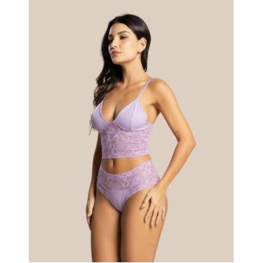 Imagem de Conjunto Sem Bojo Cassiane Lingerie Rendada Em Poliamida Conjunto Femi