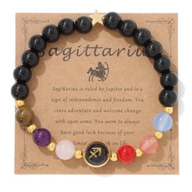 Imagem de Pingyongchang Pulseiras De Chakra Do Zodíaco Para Mulheres E Homens, Inspiração A Sorte, 12 Constelações, Pulseira Contas Cristal Curativo, Presentes Aniversário, Horóscopo Dia Dos Namorados, Espiri