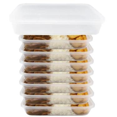 Imagem de Kit 7 Pote Plástico Com Tampa 1000ml Bpa Free Microondas - Brasilpack