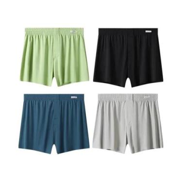 Imagem de Cuecas Boxer Masculinas De Tamanho Grande, Respiráveis, De Seda Gelada