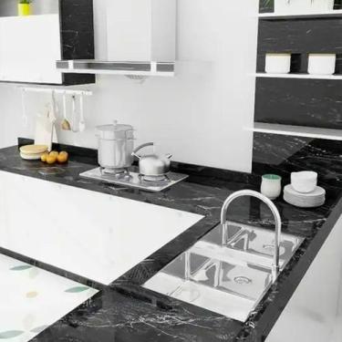 Imagem de 3 Papel De Parede Adesivo Para Cozinha Marmore Brilhante 5m - Tribosho