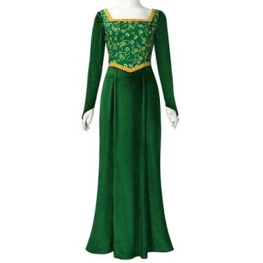 Imagem de Fantasia Princesa Nahzsai Fiona Vestido de Veludo Verde Feminino