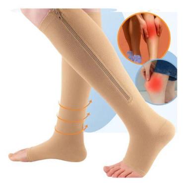 Imagem de Par De Meia 3/4 Média Compressão 20-30mmhg Com Ziper Diário - MEIA COM