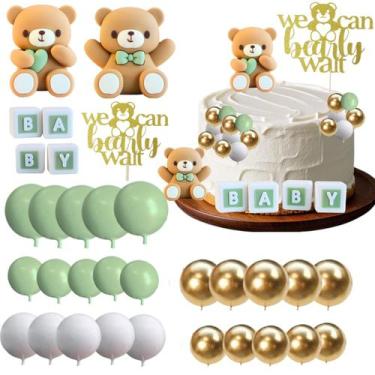 Imagem de Cake Toppers ALISSAR Bear 32 unidades para decoração de chá de bebê