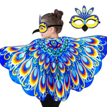 Imagem de Fantasia iRolewin Kids Peacock Wings de 117 cm de extensão com máscara