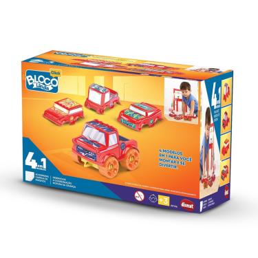 Imagem de Carro 4 em 1 Blocolândia Click 5 Peças - Dismat XK106