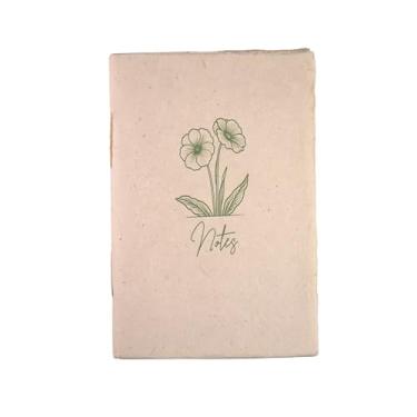 Imagem de Caderno Nepali Companion Deluxe de composição tamanho A5 com papel Lokta pesado feito à mão do Nepal, diário de notas de flores atencioso com bordas de deck para escritório, casa, viagens (natural)