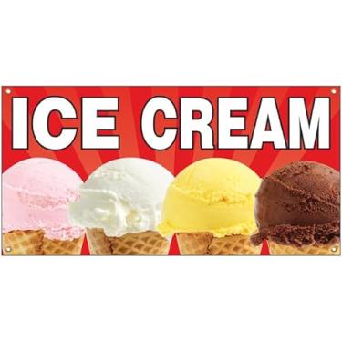 Imagem de 4LessCo Placa de poliéster em tecido de faixa de sorvete de 6 x 10 m com ilhós rb