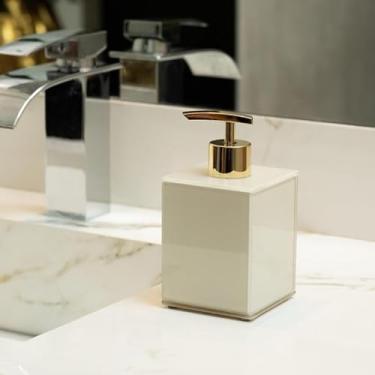 Imagem de Saboneteira Líquido 250ML Porta Sabonete Decorativo De Vidro EFEITO MÁRMORE Porta Álcool Gel Porta Sabonete Líquido (Off White,Unid)